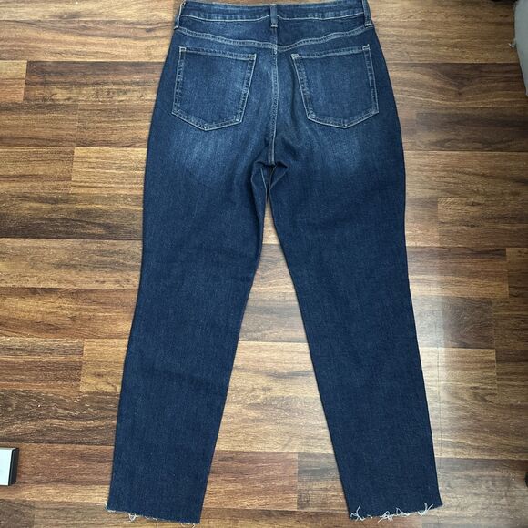 Old Navy OG Straight Jeans Size 10 High Rise Blue Ripped Ankle Smooth Pockets - Picture 9 of 10